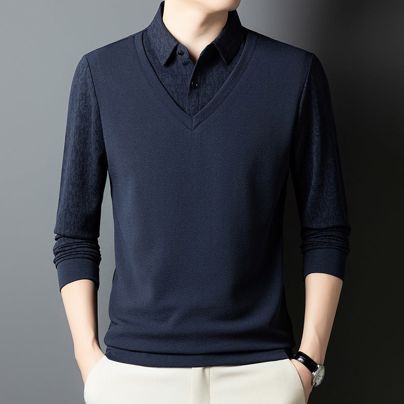 Herren eleganter V-Ausschnitt Pullover mit strukturiertem Ärmel Aliams