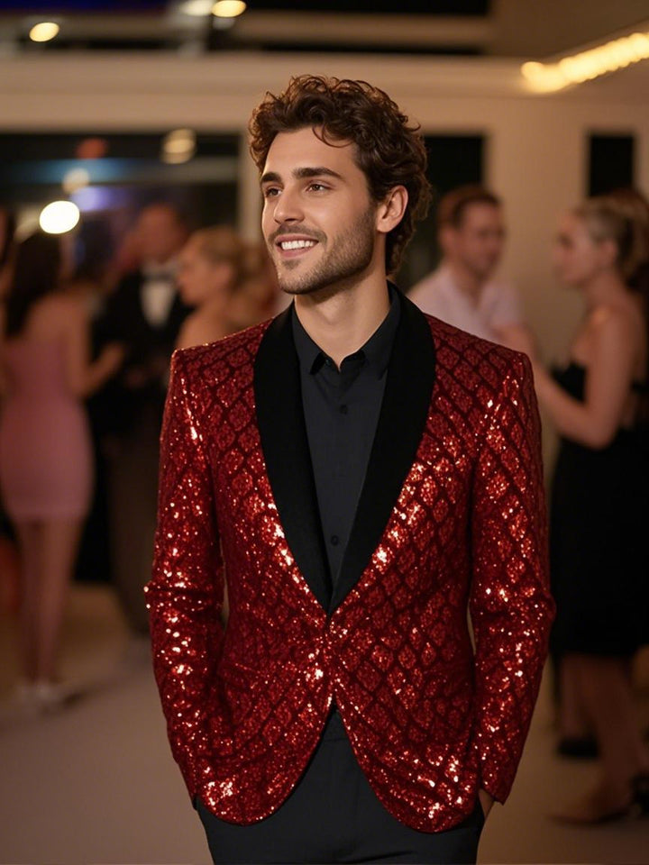 Herren Glamouröser Paillettenblazer Aliams
