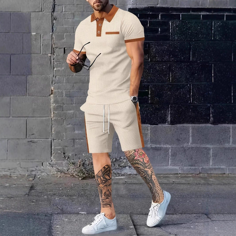 Herren Poloshirt und Shorts Set mit stylischem Kontrastdesign Aliams
