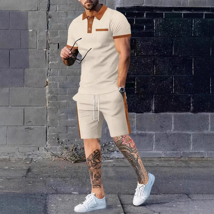 Herren Poloshirt und Shorts Set mit stylischem Kontrastdesign Aliams