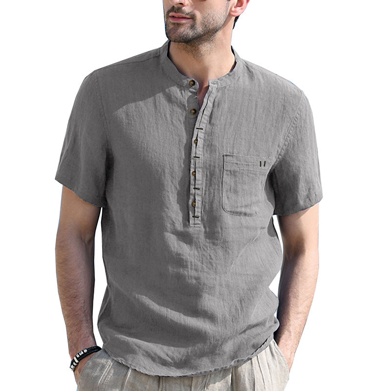 Herren Kurzarm-Henley-Shirt mit praktischem Brusttaschen-Design Aliams