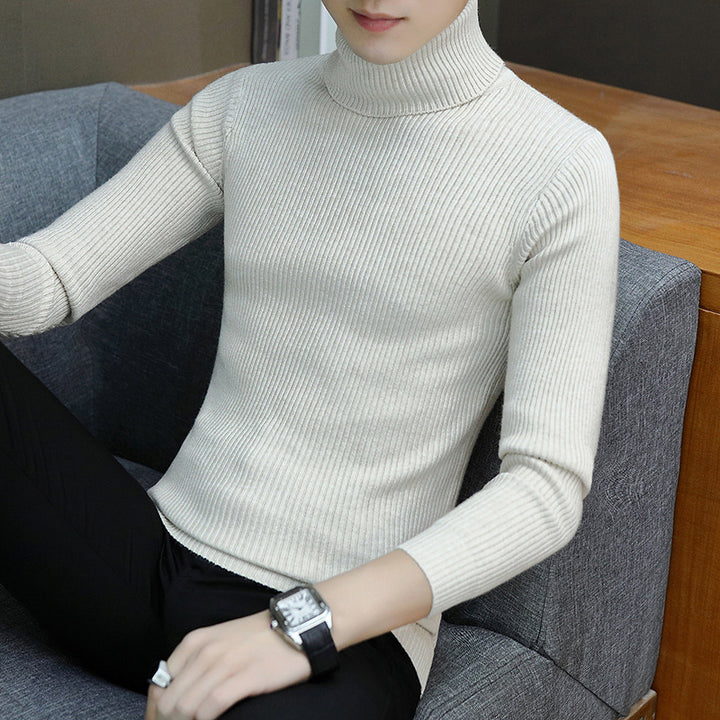 Herren Eleganter Rippstrick Rollkragenpullover Aliams