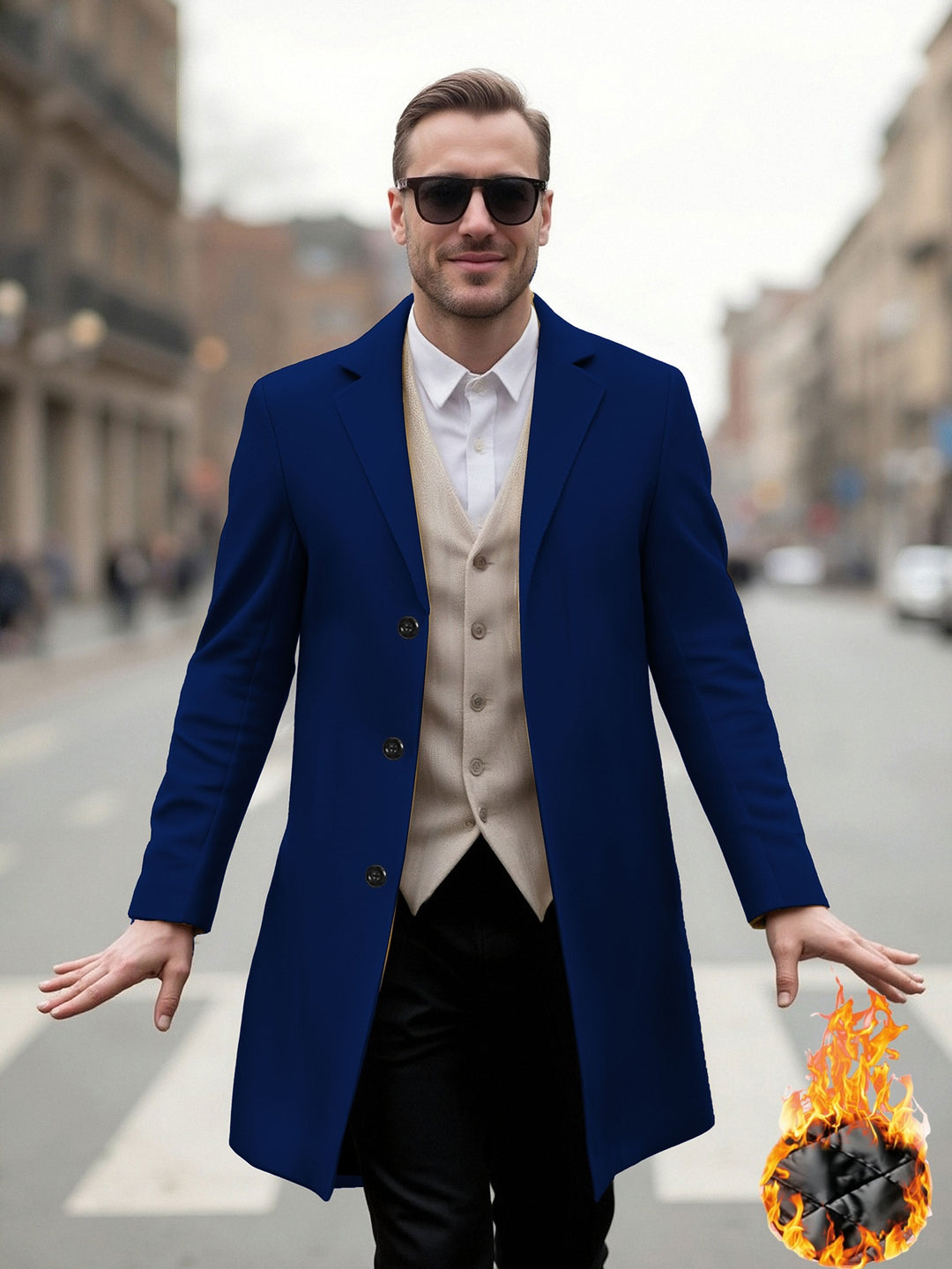 Herren eleganter Langmantel mit modernem Schnitt und optimalem Tragekomfort Aliams