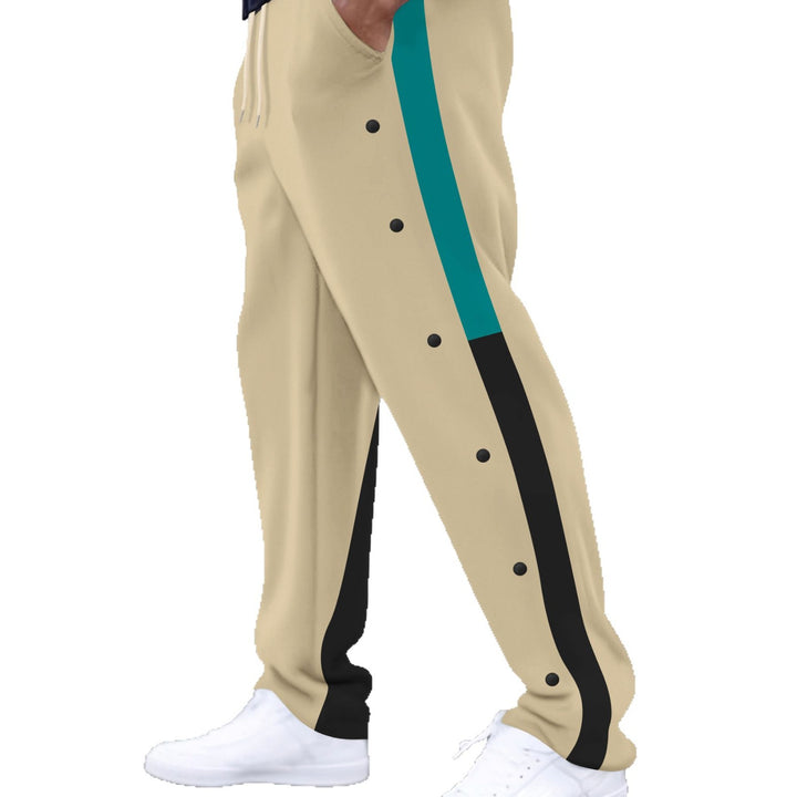 Herren sportliche Stoffhose mit Druckknopfdetails und elastischem Bund Aliams