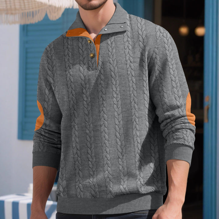 Herren hochwertiger Strickpullover mit modernen Kontrastdetails Aliams