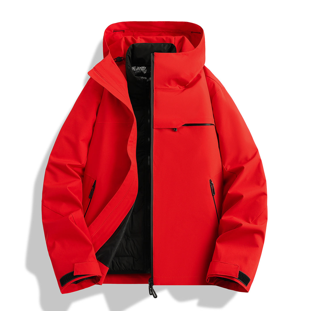 Herren hochwertige wasserfeste Outdoor-Jacke mit verstellbarer Kapuze und isolierendem Innenfutter Aliams