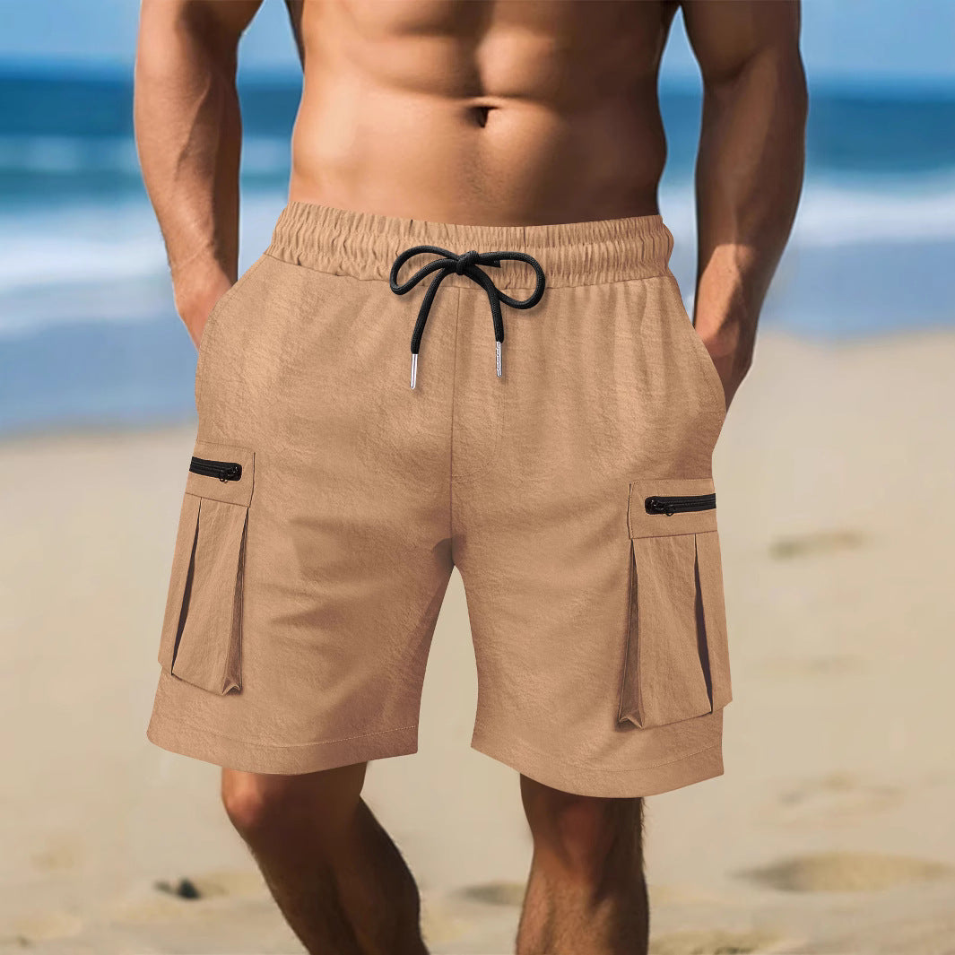 Herren Cargo-Shorts mit praktischen Reißverschlusstaschen und elastischem Bund Aliams
