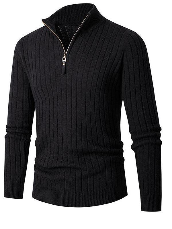Herren Pullover mit Stehkragen und strukturiertem Rippdesign Aliams