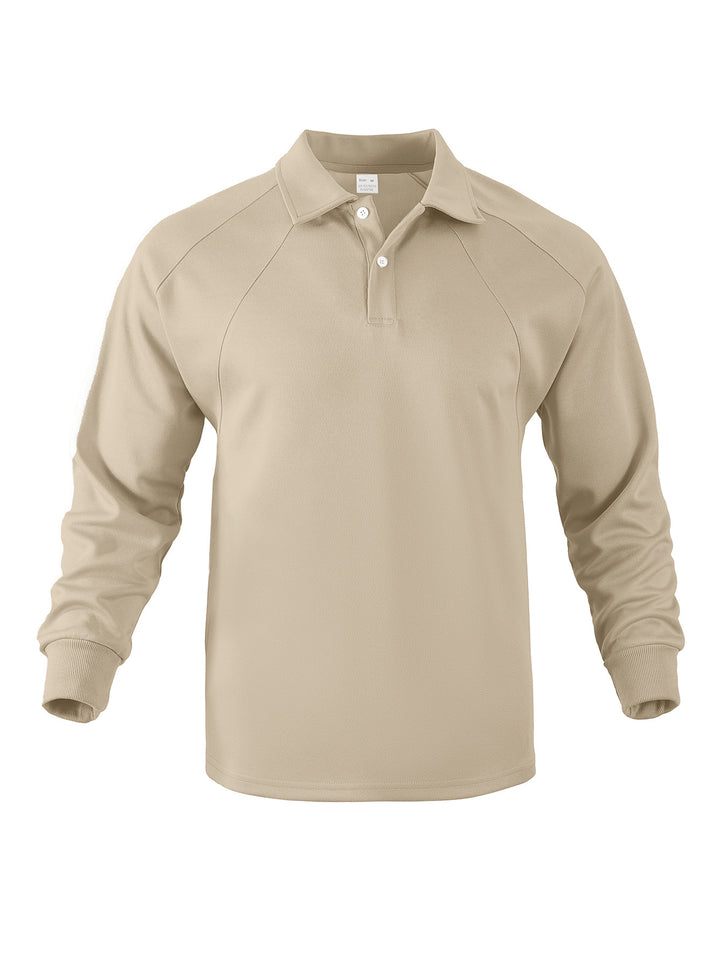 Herren sportliches Langarm-Polohemd mit innovativem Kragen und atmungsaktivem Material Aliams