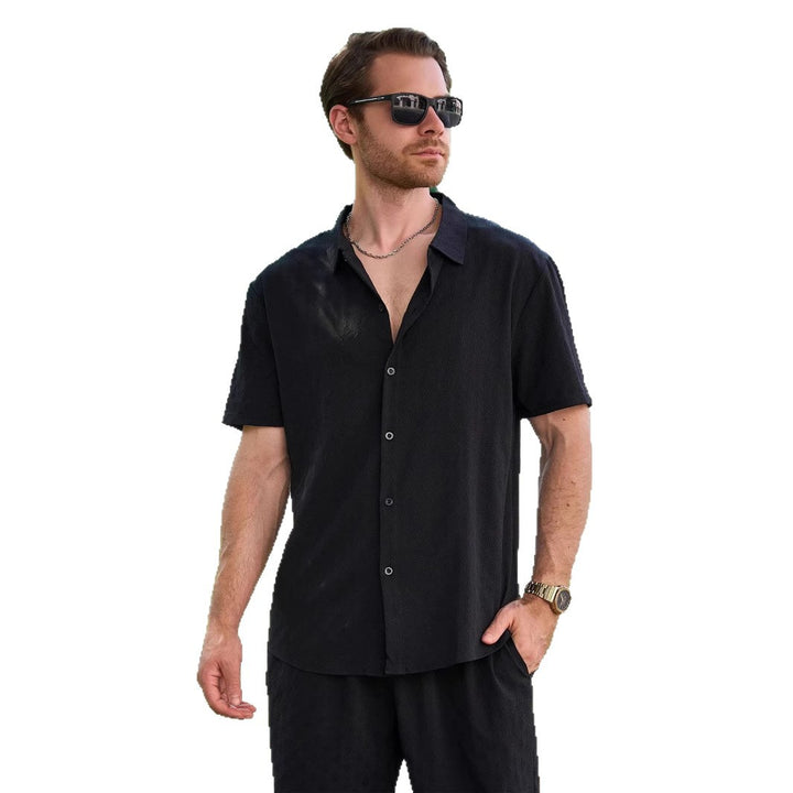 Herren elegantes Kurzarmhemd mit strukturiertem Design und zeitgemäßem Schnitt Aliams