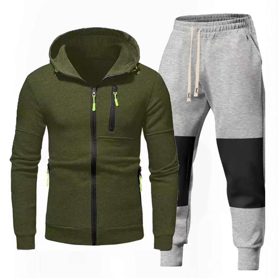 Herren Sportliches Hoodie- und Jogginghose-Set mit Funktionalen Reißverschlusstaschen Aliams