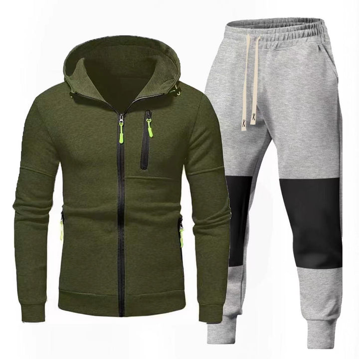 Herren Sportliches Hoodie- und Jogginghose-Set mit Funktionalen Reißverschlusstaschen Aliams