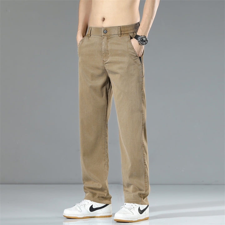 Herren Bequeme Chino-Hose mit elastischem Bund und praktischen Seitentaschen Aliams