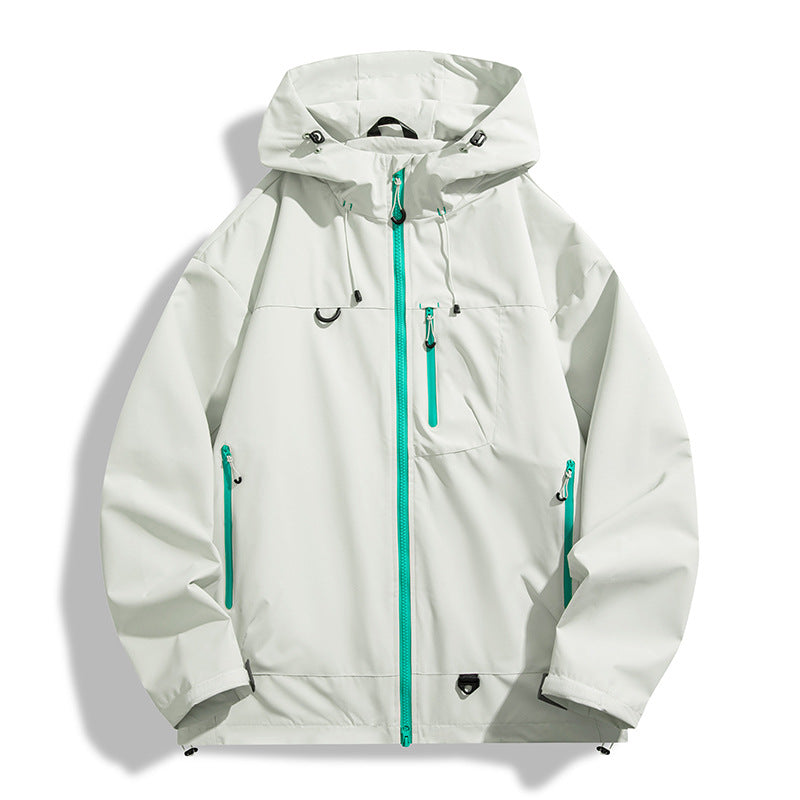 Herren wasserdichte Outdoor-Jacke mit Kapuze und atmungsaktiven Einsätzen Aliams