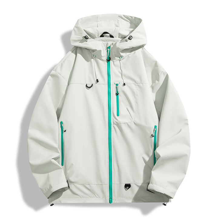Herren wasserdichte Outdoor-Jacke mit Kapuze und atmungsaktiven Einsätzen Aliams