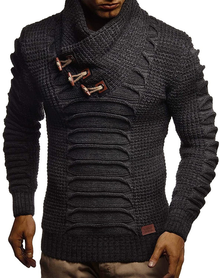 Herren Grobstrickpullover mit innovativem Schalkragen und rustikalem Design Aliams