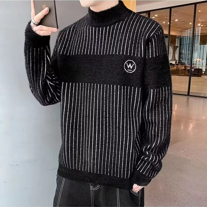 Herren gestreifter Rollkragenpullover aus kuscheligem Textil Aliams