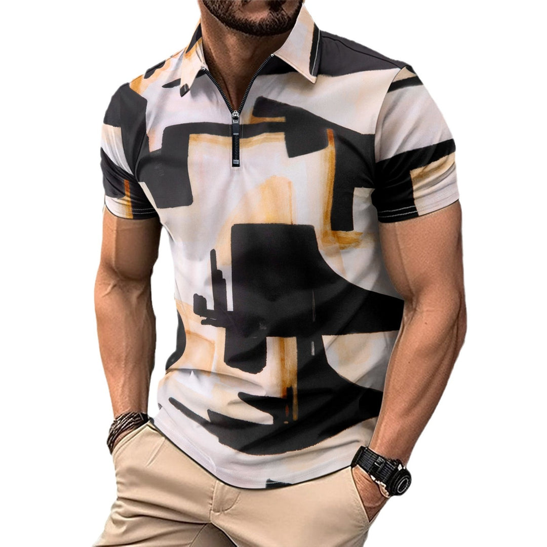 Herren Sportliches Kurzarmhemd mit modernem Grafikdesign Aliams