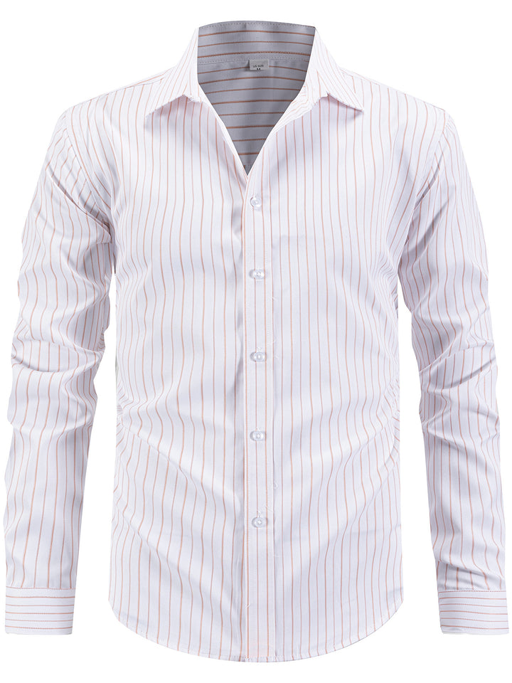 Herren elegantes gestreiftes Langarmhemd Aliams