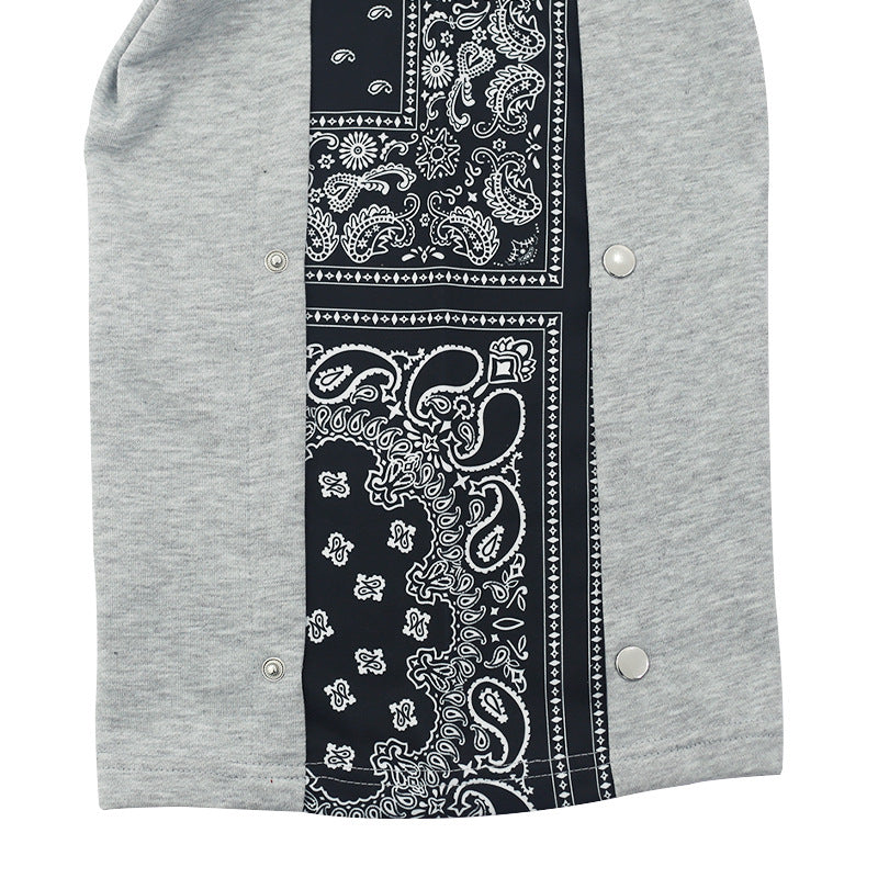 Herren Freizeithose mit kontrastierenden Bandana-Details und Druckknopfleiste Aliams