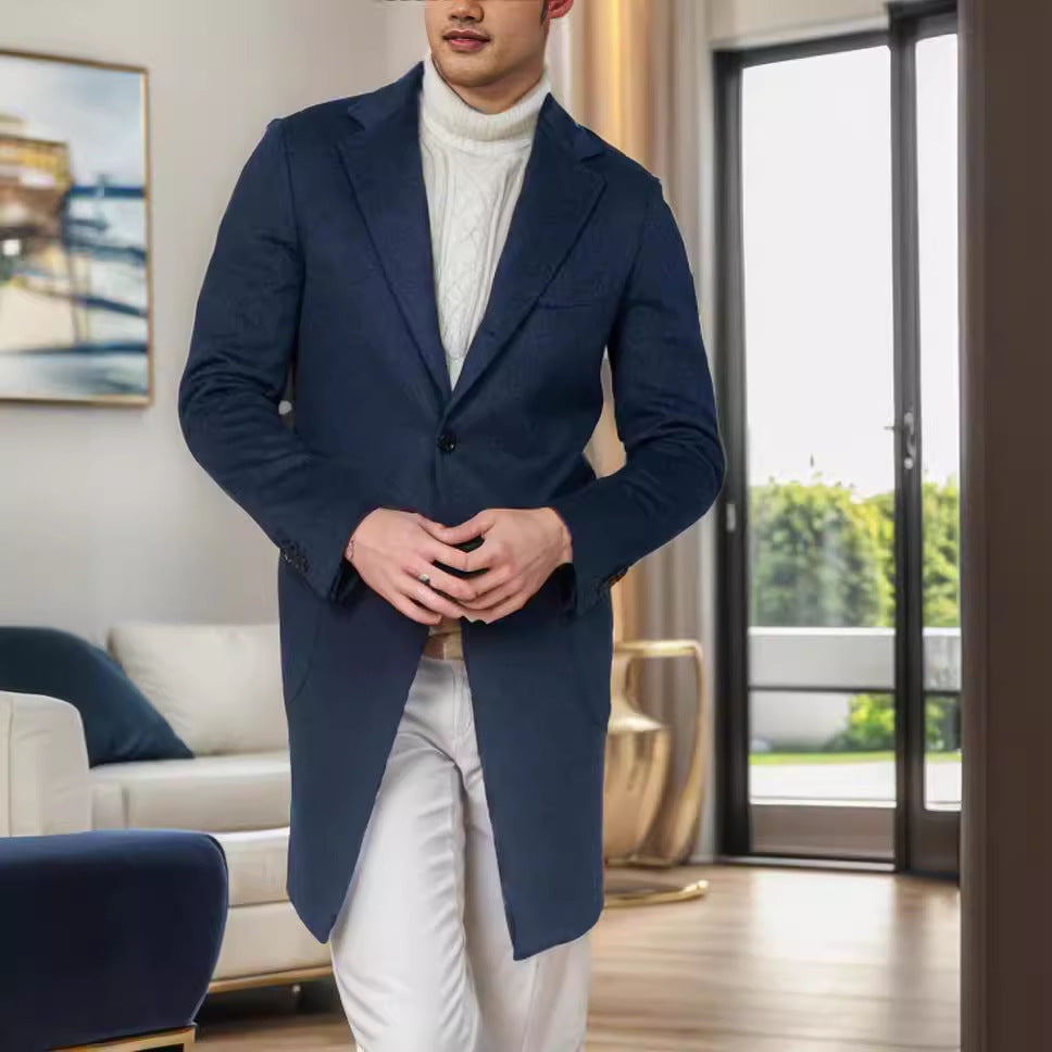 Herren eleganter Baumwolltrenchcoat mit edlen Taschen und modernem Schnitt Aliams