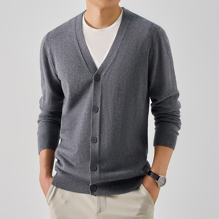 Herren elegante Strickjacke mit V-Ausschnitt Aliams