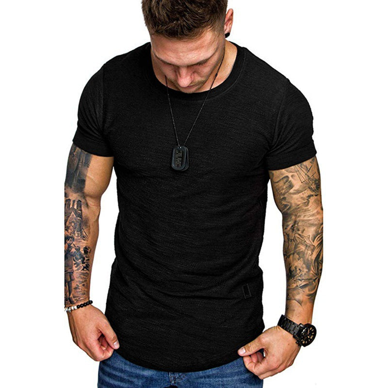 Herren hochwertiges T-Shirt mit strukturiertem Gewebe und figurbetonendem Schnitt Aliams