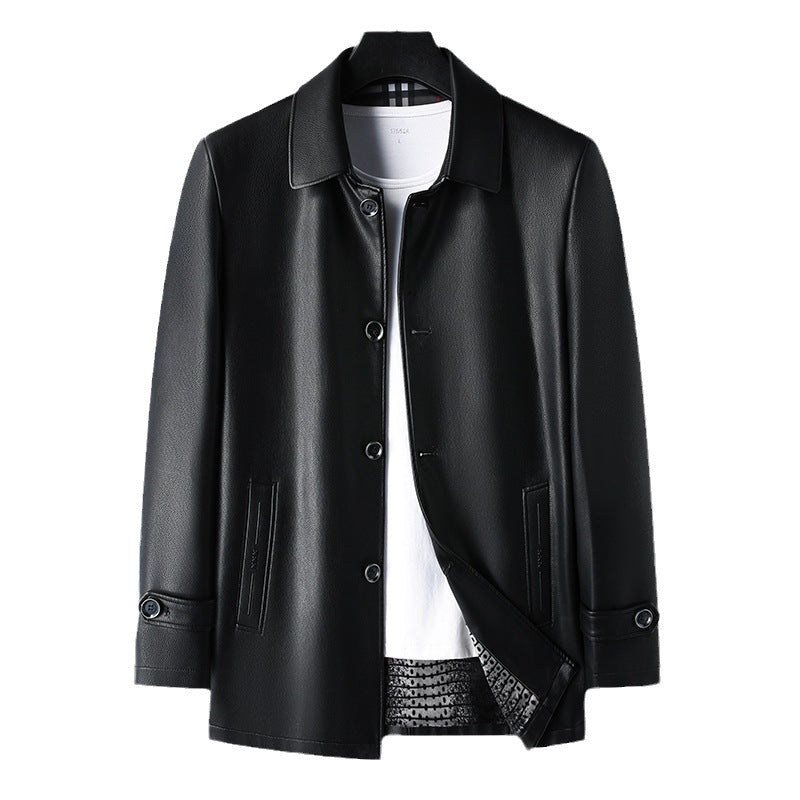 Herren Kunstlederjacke mit elegantem Schnitt und praktischen Taschen Aliams