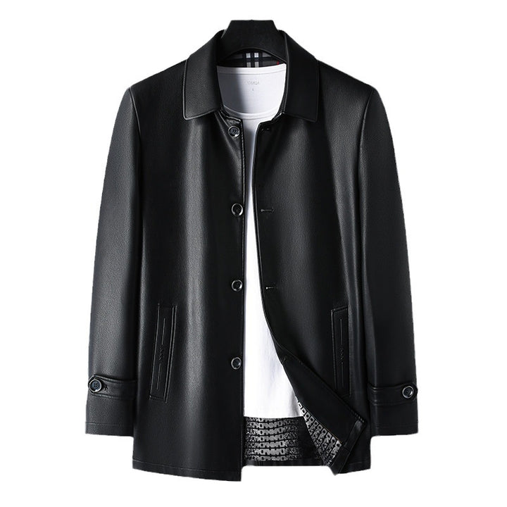 Herren Kunstlederjacke mit elegantem Schnitt und praktischen Taschen Aliams