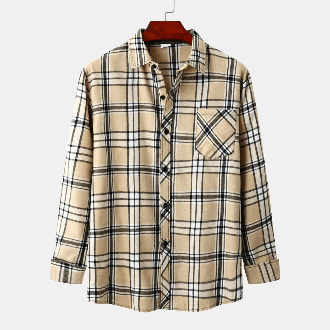 Herren Flanellhemd im klassischen Karomuster mit Brusttasche Aliams