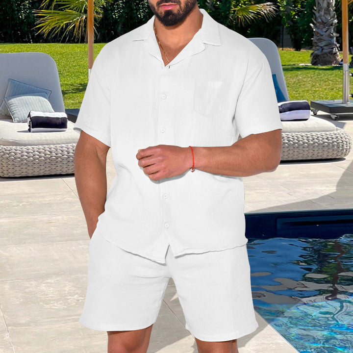 Herren sommerliches Kurzarm-Oberteil mit bequemen Shorts Aliams