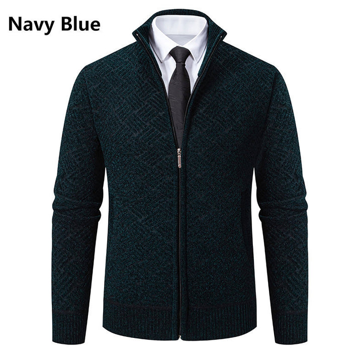 Herren Strickjacke mit modernem Zipper und kreativem Muster Aliams