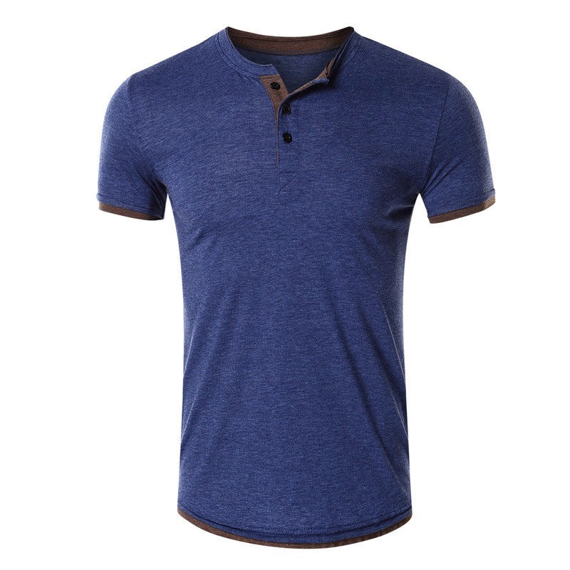 Herren Kurzarm-Henley-Shirt aus atmungsaktivem Baumwollmix mit stylischem Kragen Aliams