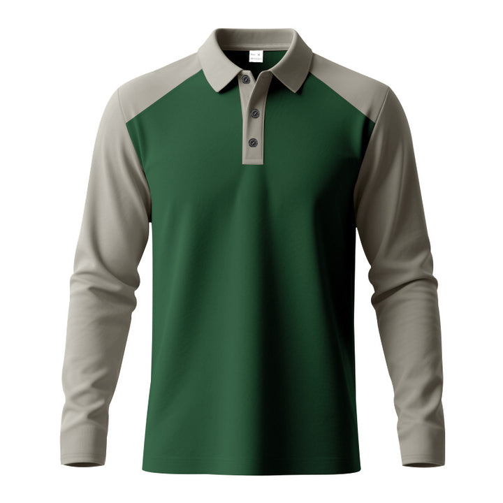 Herren Sportliches Langarmpoloshirt mit Kontrastärmel Aliams