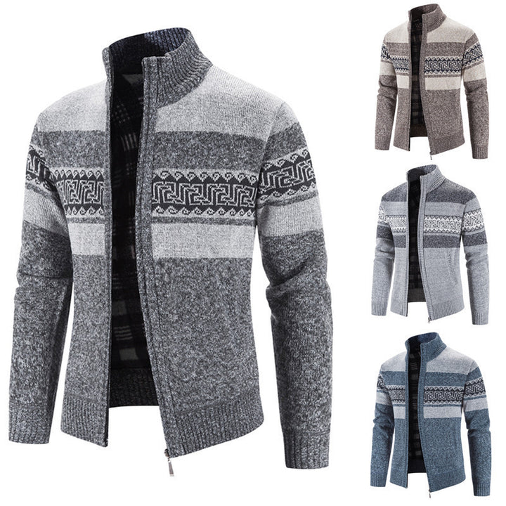 Herren gemütlicher Strickjacke mit Zip-Kragen Aliams