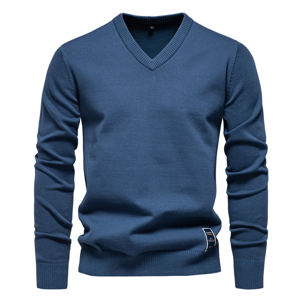 Herren Strickpullover mit V-Ausschnitt und feiner Textur Aliams