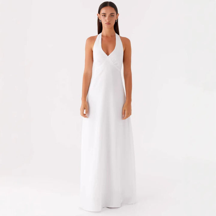 Damen Maxikleid mit Elegantem Halterneck-Design und Figurformendem Schnitt Aliams