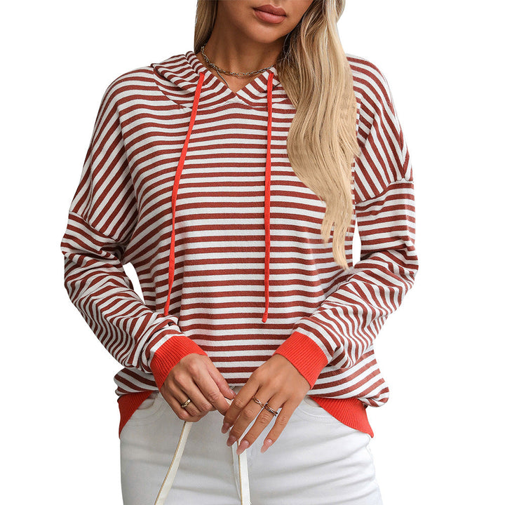 Damen Gestreifter Hoodie mit Lässigem Schnitt und Kontrastierenden Details Aliams