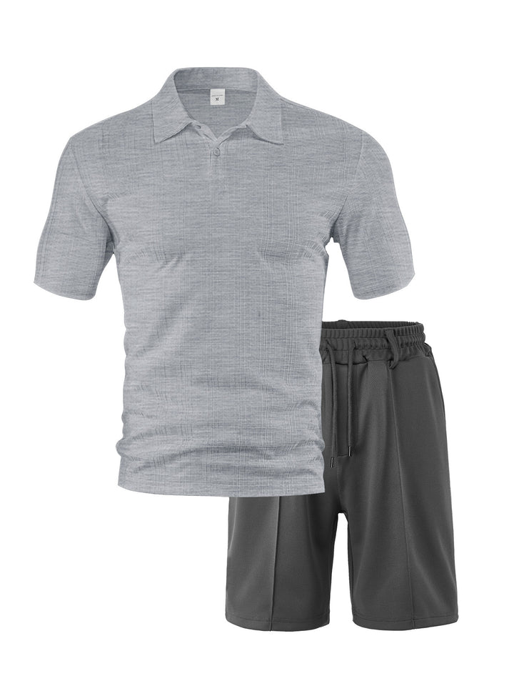 Herren sportliches Polo- und Shorts-Set mit atmungsaktivem Material Aliams