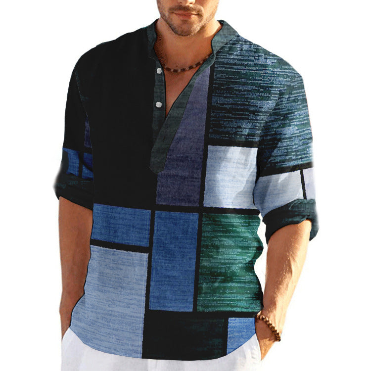 Herren Kurzarm-Hemd mit kreativem Karomuster Aliams