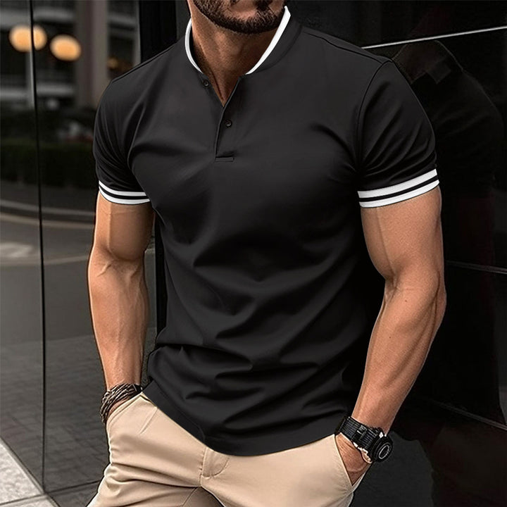 Herren Poloshirt mit modischem Henley-Kragen und sportlichen Akzenten Aliams