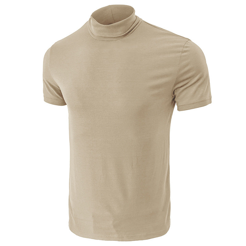 Herren Kurzarm-T-Shirt mit hohem Kragen und elastischem Material Aliams