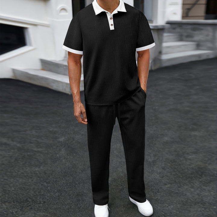 Herren Freizeitanzug mit modernem strukturiertem Design und kontrastierendem Kragen Aliams