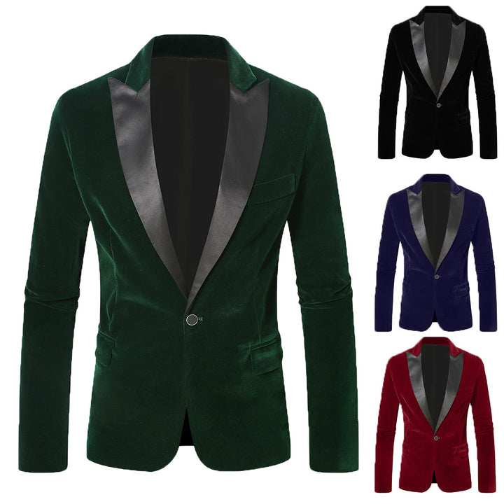 Herren eleganter Samtblazer mit satinierter Kragenpartie Aliams