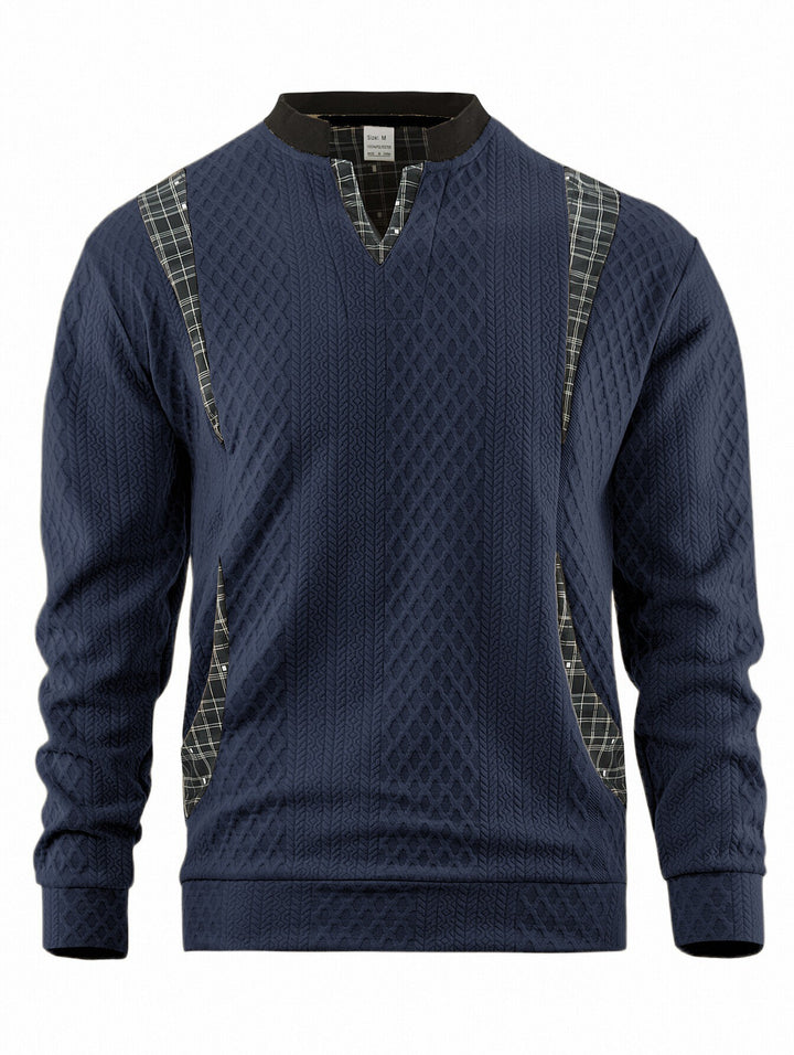 Herren Strickpullover mit modischen Karoelementen Aliams