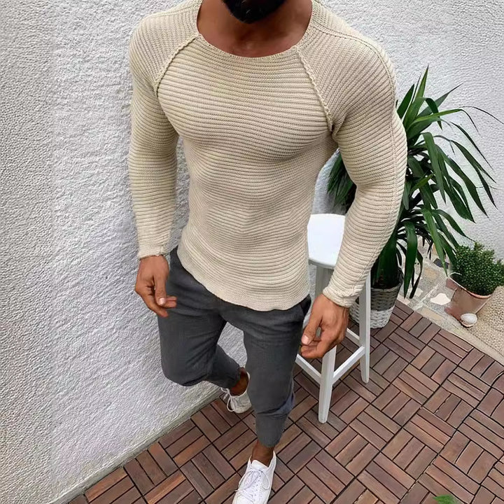 Herren stylisches gestreiftes Langarmshirt Aliams