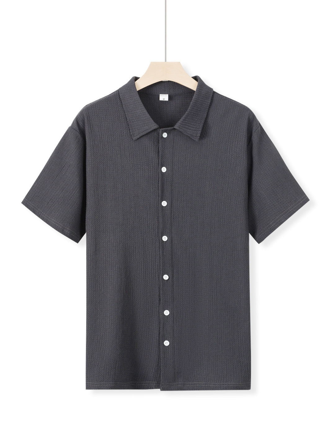 Herren Kurzarm-Hemd mit strukturiertem Gewebe und modischem Kragen Aliams