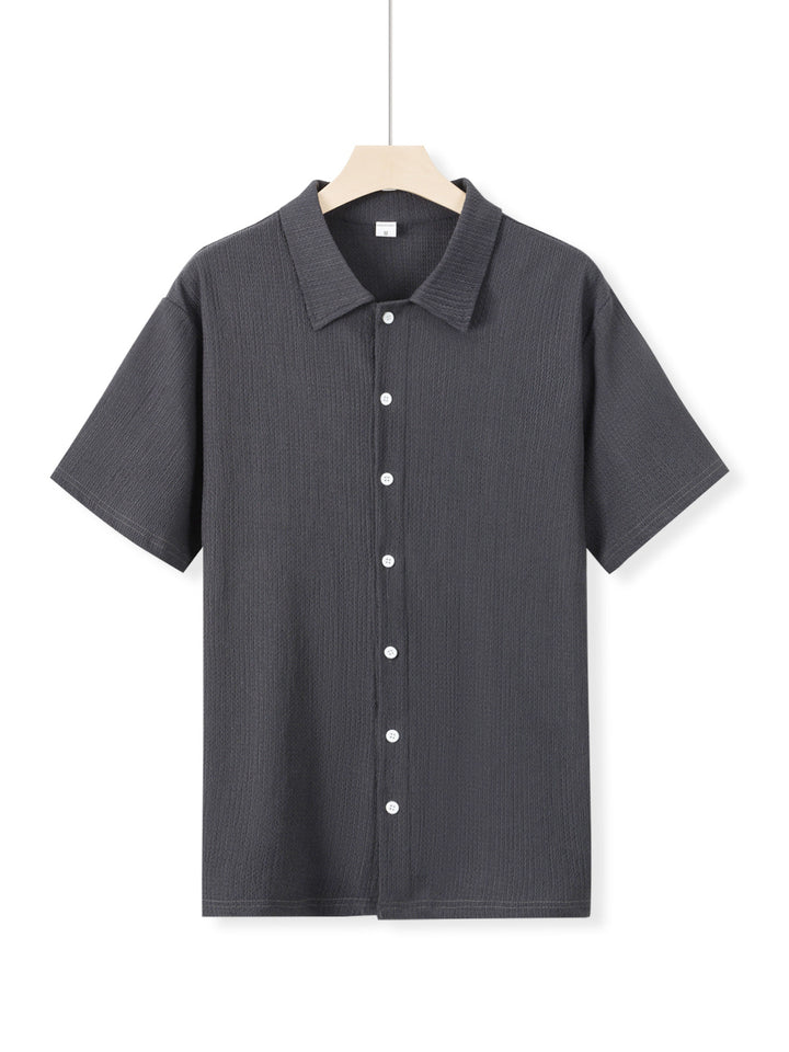 Herren Kurzarm-Hemd mit strukturiertem Gewebe und modischem Kragen Aliams