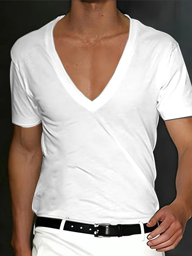 Herren V-Ausschnitt T-Shirt mit figurschmeichelndem Schnitt und hochwertigen Stoffen Aliams