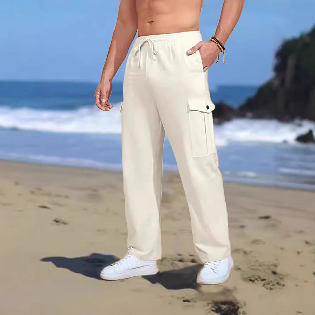 Herren Cargo-Hose mit vielseitigen Taschen und elastischem Bund Aliams